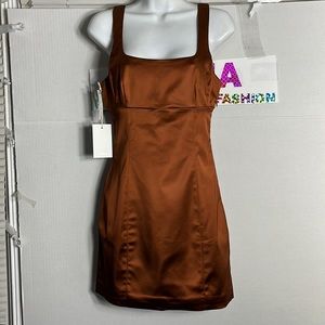 Wilfred Copper Brown Satin Mini Dress